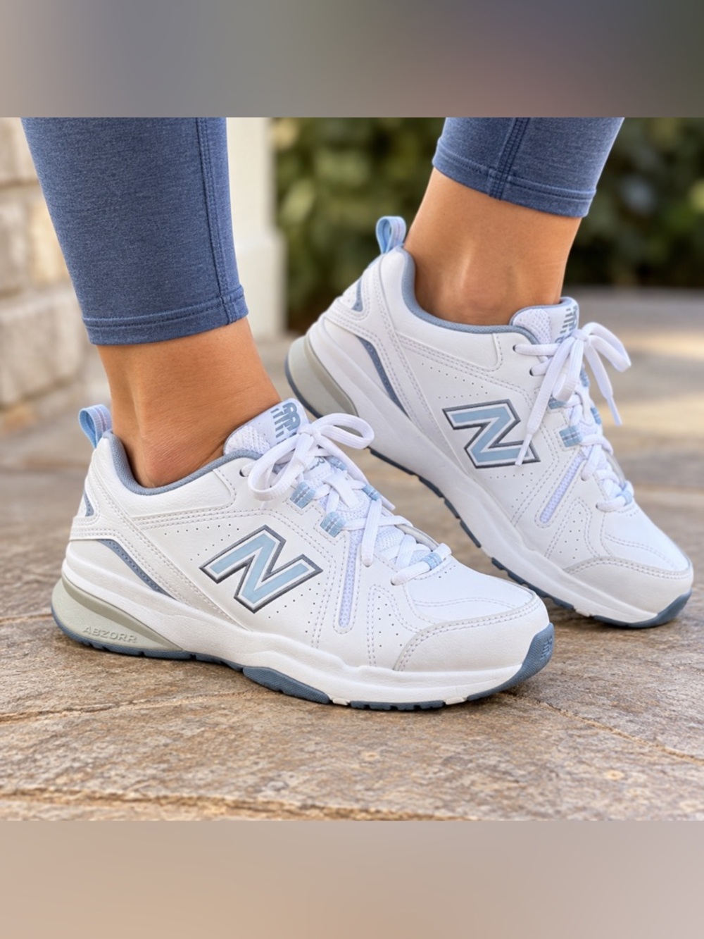 New Balance 608 Women’s 8.5 White Gray Leather Training Walking Sneakers